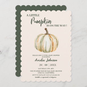 Invitación Pequeña Calabaza en camino a la Baby Shower otoño