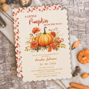 Invitación Pequeña Calabaza en camino a la Baby Shower otoño