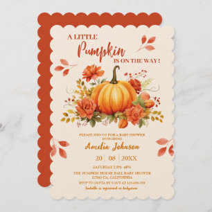 Invitación Pequeña Calabaza en camino a la Baby Shower otoño