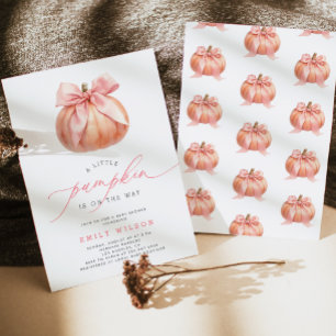 Invitación Pequeña Calabaza en Camino Arco Rosa Baby Shower