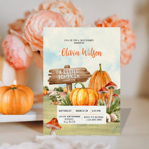 Invitación Pequeña Calabaza En Camino De La Rústica Ducha De
