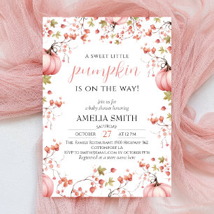 Invitación Pequeña Calabaza en Camino Elegante Baby Shower Ro