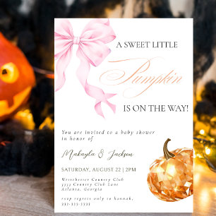 Invitación Pequeña calabaza en el Baby Shower de la manera en