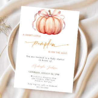 Invitación Pequeña calabaza en el Baby Shower de la manera en