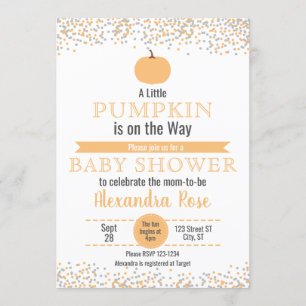 Invitación Pequeña calabaza en el camino a Baby Shower