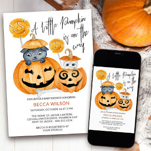 Invitación Pequeña calabaza en el camino a Baby Shower de Hal