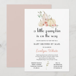 Invitación Pequeña calabaza en el camino a Baby Shower por co