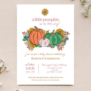 Invitación Pequeña calabaza en el camino Chica Baby Shower