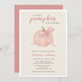 Invitación Pequeña calabaza en el camino del Baby Shower rosa