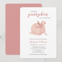 Invitación Pequeña calabaza en el camino del Baby Shower rosa