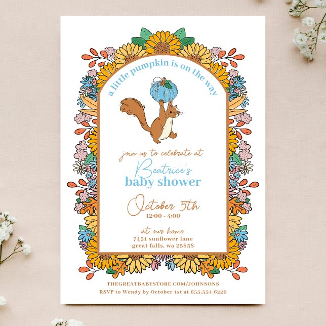 Invitación Pequeña calabaza en el camino del niño Baby Shower (Subido por el creador)