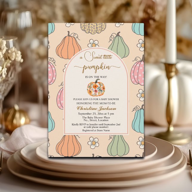 Invitación Pequeña calabaza en el camino hacia un Baby Shower (Subido por el creador)