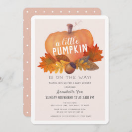 Invitación Pequeña Calabaza en otoño deja Baby Shower