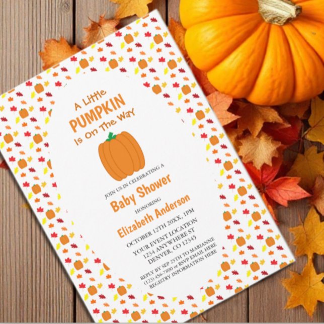 Invitación Pequeña Calabaza en otoño deja Baby Shower (Subido por el creador)