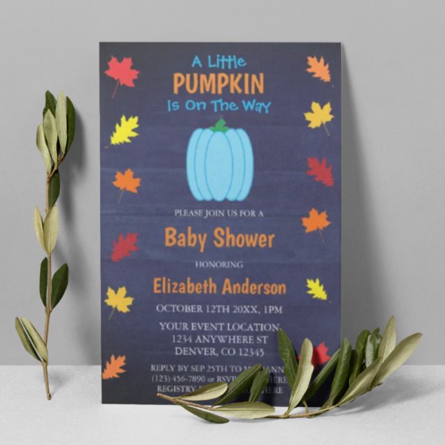 Invitación Pequeña Calabaza en otoño deja Baby Shower (Subido por el creador)