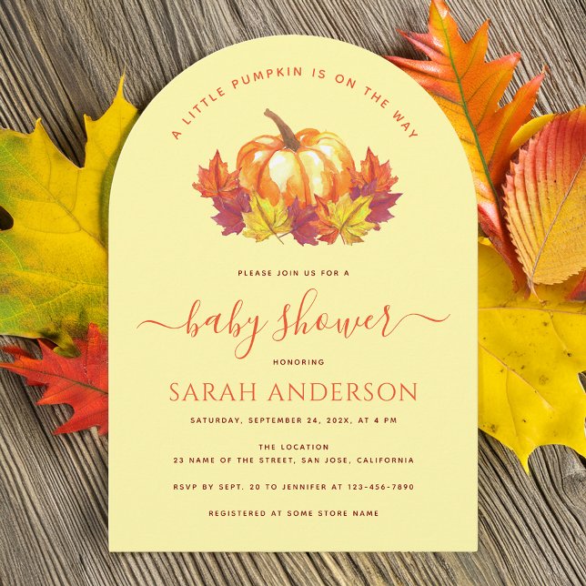 Invitación Pequeña Calabaza en otoño deja caer Baby Shower (Subido por el creador)