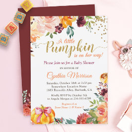 Invitación Pequeña calabaza en su camino cae en Baby Shower f