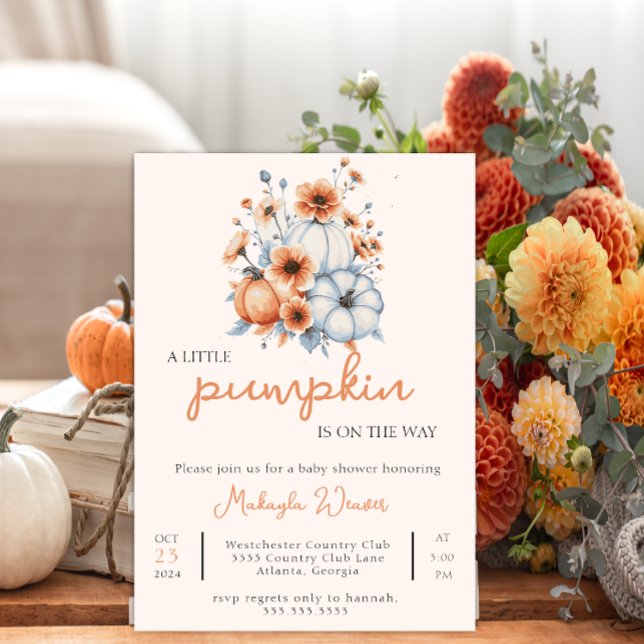 Invitación Pequeña calabaza está en camino de Baby Shower edi (Subido por el creador)