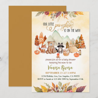 Invitación Pequeña calabaza está en camino de caer en Baby Sh