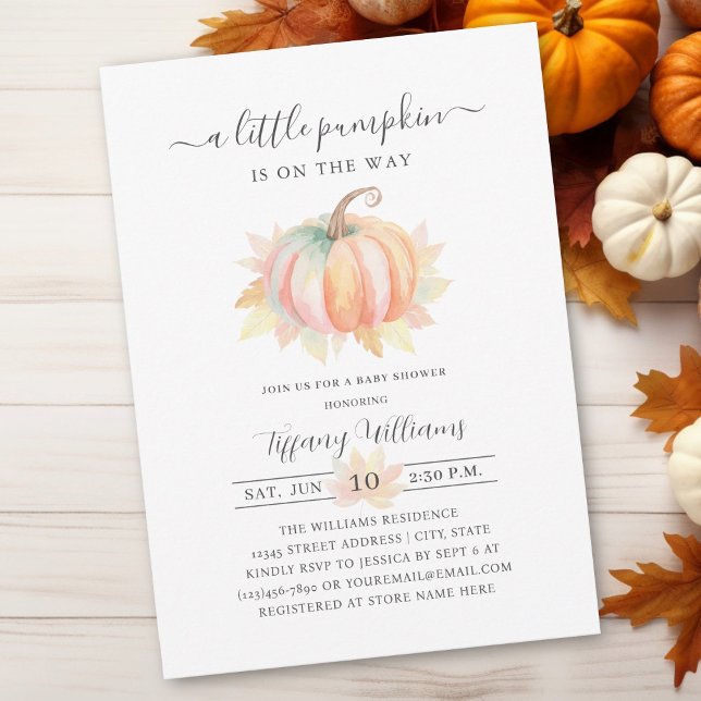 Invitación Pequeña calabaza está en camino de caer en Baby Sh (Subido por el creador)