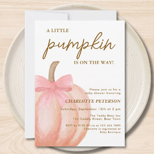 Invitación Pequeña Calabaza Está En Camino Rosa Arco Baby Sho