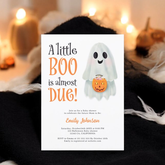Invitación Pequeña calabaza fantasma Ducha de bebé Halloween (Little boo ghost pumpkin Halloween baby shower Invitation)