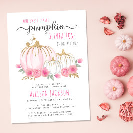 Invitación Pequeña Calabaza Flora Acuática Niña Ducha