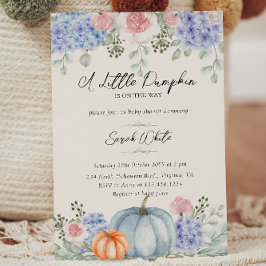Invitación Pequeña Calabaza Floral Halloween Cae Baby Shower