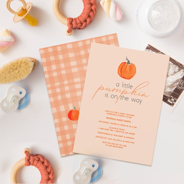 Invitación Pequeña calabaza Género Neutral Caída Baby Shower (Little Pumpkin Gender Neutral Fall Baby Shower Invitation)