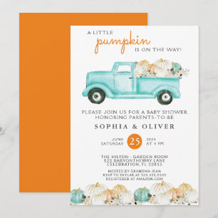 Invitación Pequeña calabaza Género Parejas Neutrales Baby Sho