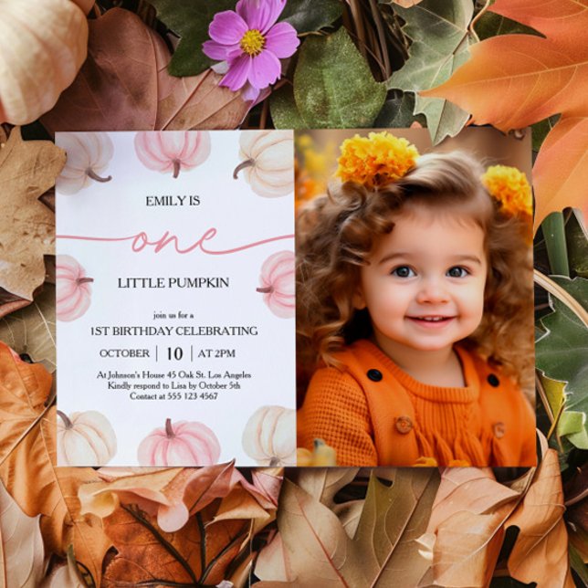 Invitación Pequeña Calabaza girando foto de cumpleaños (Subido por el creador)
