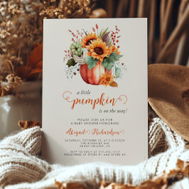 Invitación Pequeña Calabaza Girasol Flor Caída Baby Shower