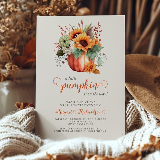Invitación Pequeña Calabaza Girasol Flor Caída Baby Shower (Subido por el creador)