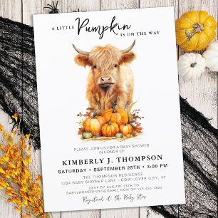 Invitación Pequeña calabaza Highland Cow Otoño Baby Shower