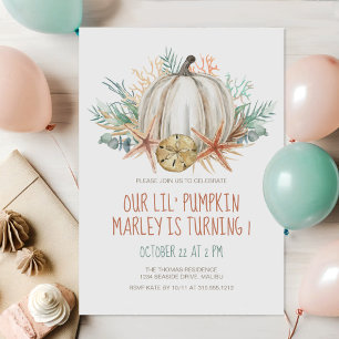 Invitación Pequeña Calabaza Las Agujas Caen Cumpleaños