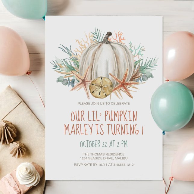 Invitación Pequeña Calabaza Las Agujas Caen Cumpleaños (Subido por el creador)
