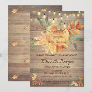 Invitación Pequeña Calabaza, Luces, Madera Shower de Baby
