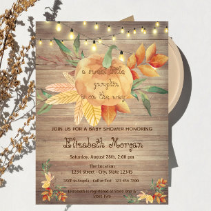 Invitación Pequeña Calabaza, Luces, Madera Shower de Baby