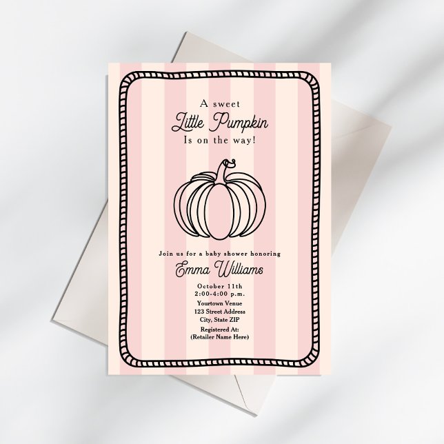 Invitación Pequeña Calabaza Negra y Chica de Moda Rosa Baby S (Subido por el creador)