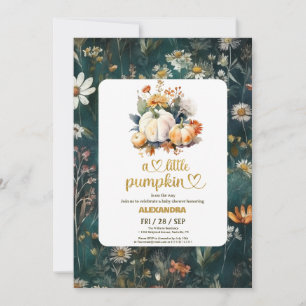 Invitación Pequeña calabaza otoño acuarela floral baby shower