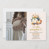 Pequeña calabaza otoño flores acuarela baby shower