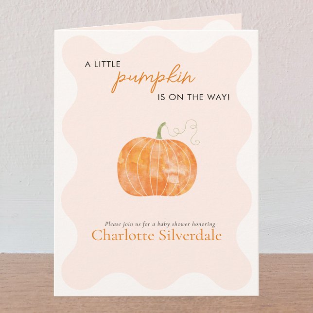 Invitación Pequeña calabaza otoño otoño otoño en Baby Shower (A Little Pumpkin is on the Way autumn fall themed personalized baby shower invitation)