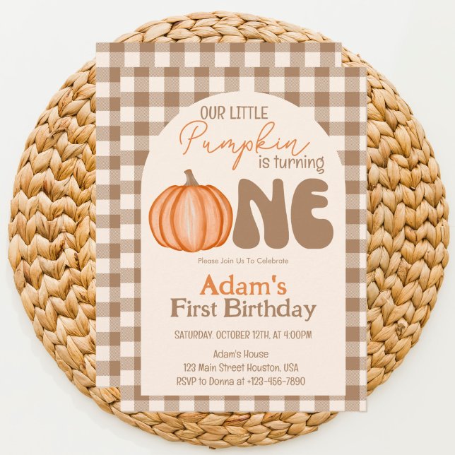 Invitación Pequeña Calabaza Otoño Primer Primer Cumpleaños de (Subido por el creador)