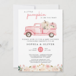 Invitación Pequeña Calabaza Parejas Rosa Baby Shower