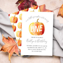 Invitación Pequeña Calabaza Primer Cumpleaños