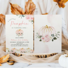 Invitación Pequeña Calabaza Primera Fiesta de Cumpleaños