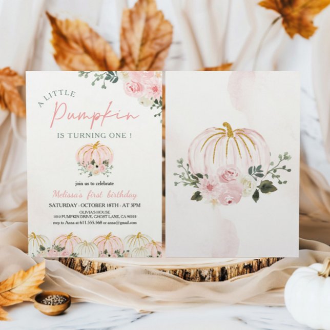 Invitación Pequeña Calabaza Primera Fiesta de Cumpleaños (Subido por el creador)
