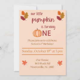 Invitación pequeña calabaza que cumple un año