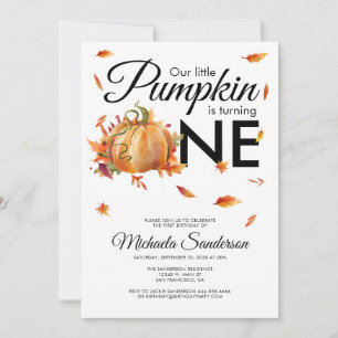 Invitación Pequeña Calabaza que se vuelve un cumpleaños otoño