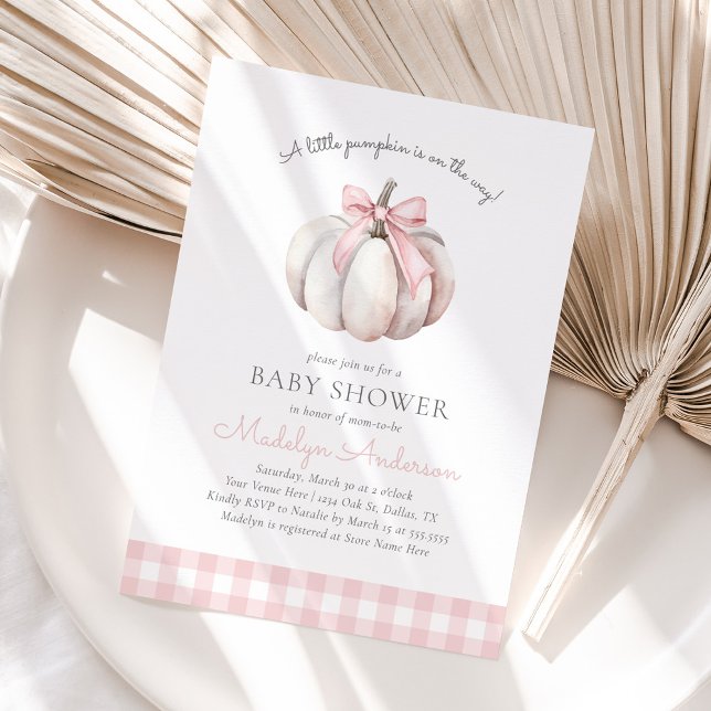 Invitación Pequeña Calabaza Rosa Chica Baby Shower (Subido por el creador)